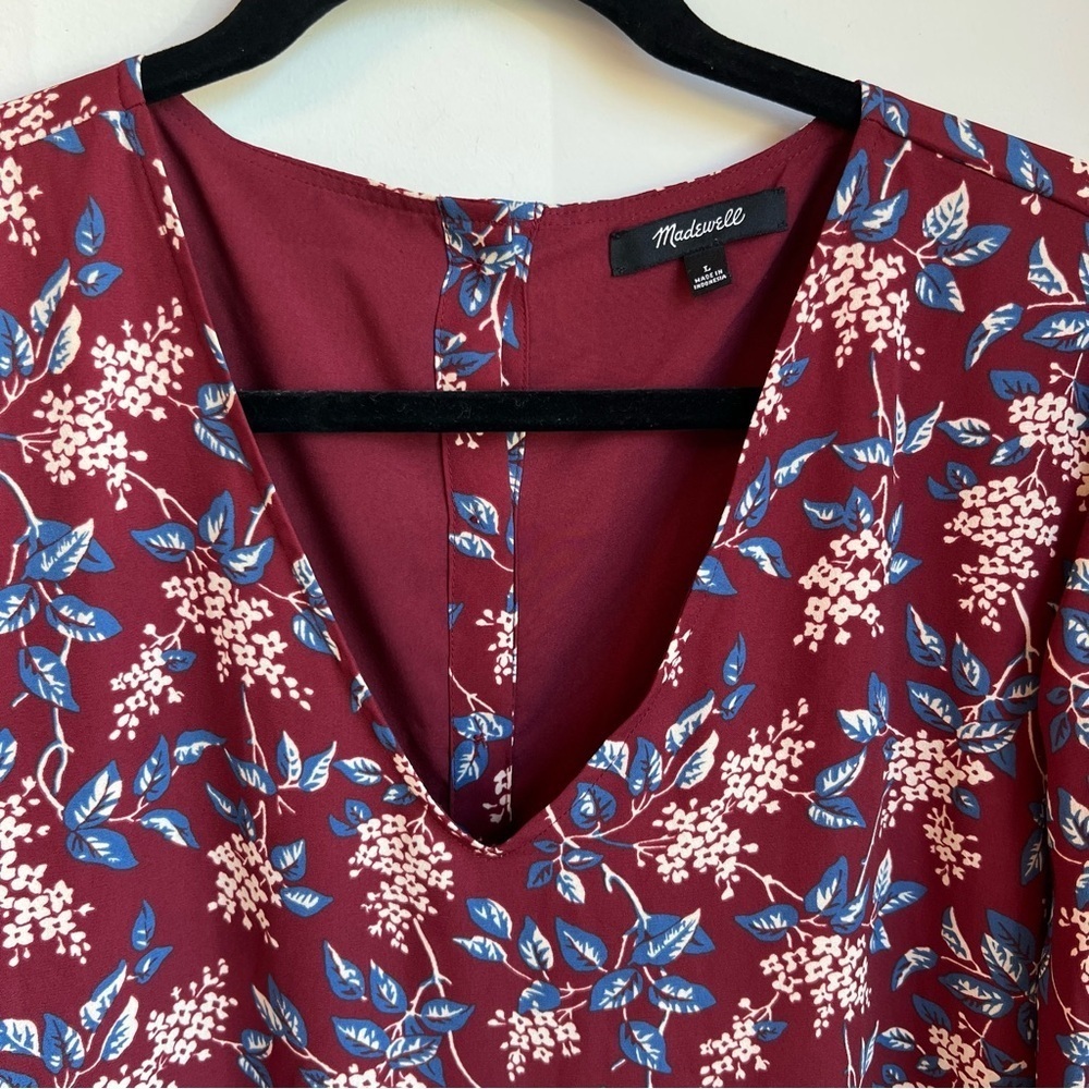 Madewell Red Sheath Dress V-Neck Long Sleeve - Size Large - Picture 3 of 16